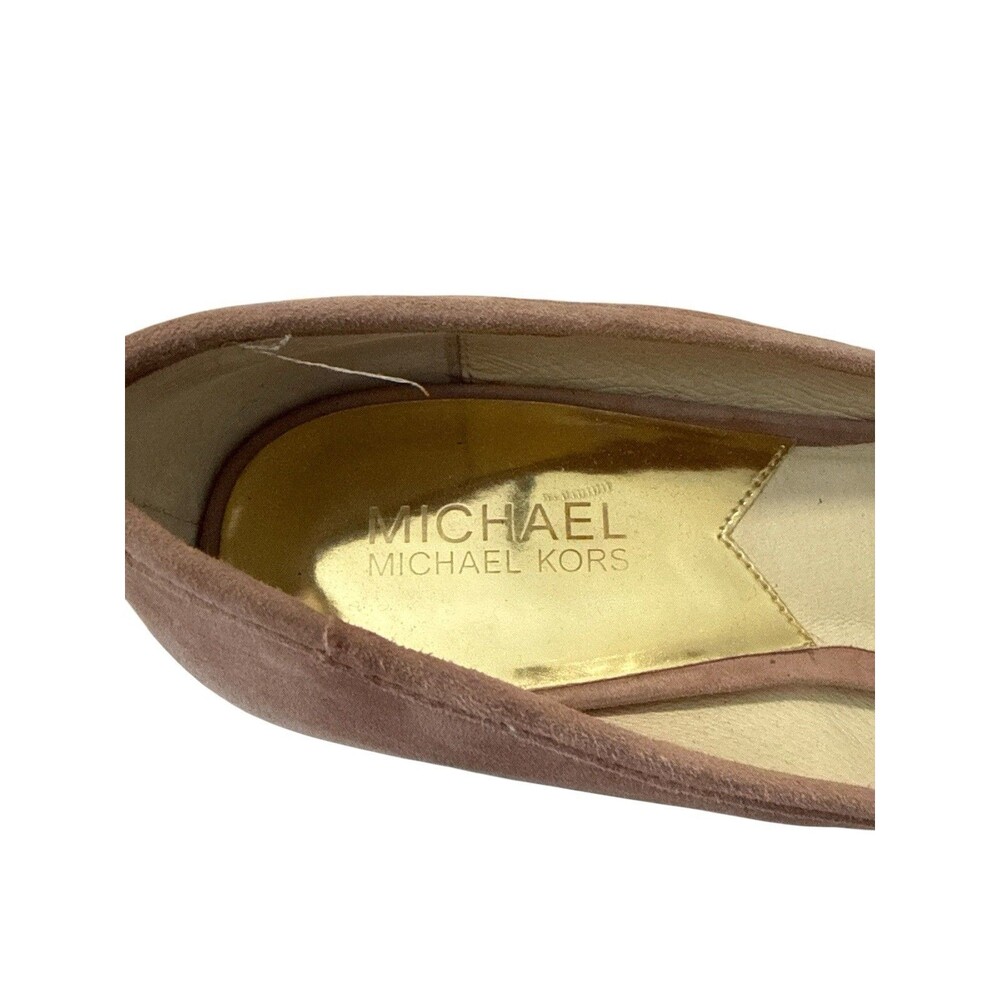 Michael Kors Kiera Flex Suede Bow Pumps Dusty Rose Blush Block Heel 10M - Picture 7 of 10